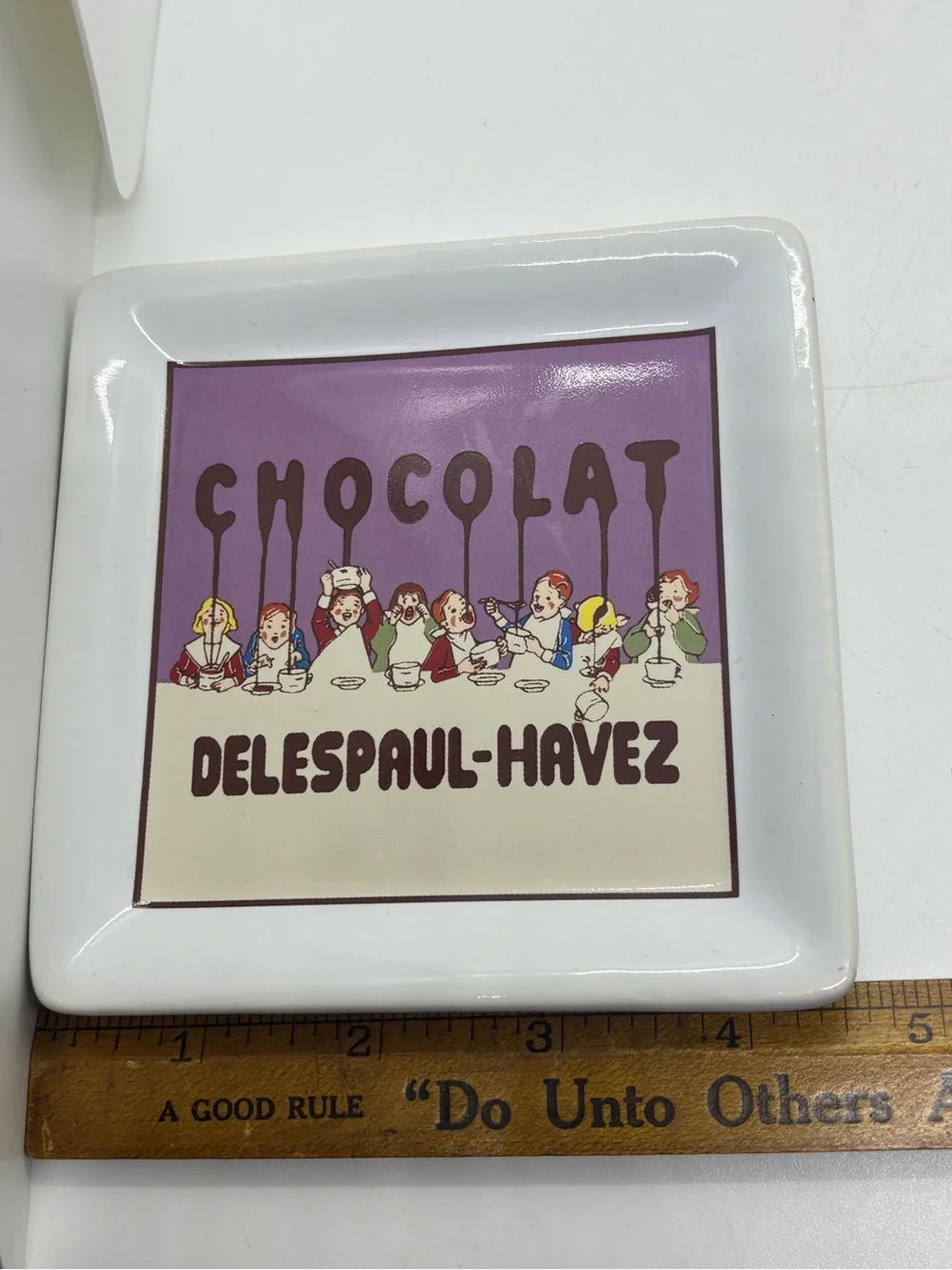 Pottery Barn Chocolate Themed Ceramic Coasters Set of 4